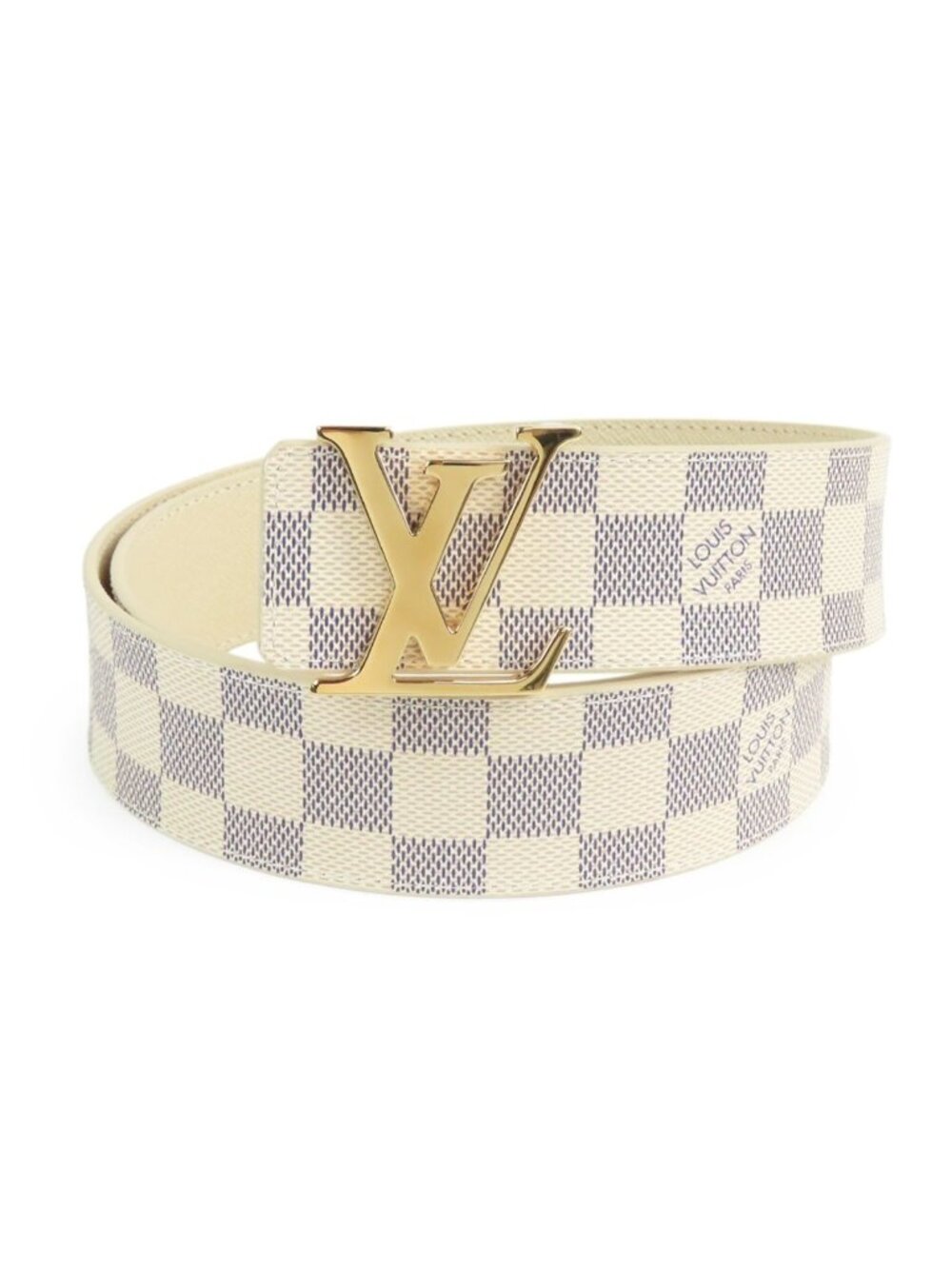 Louis Vuitton Ceinture LV Initial Ivory Damier Azur Canvas Reversible 100/40